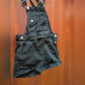 Kids Black Denim Overalls